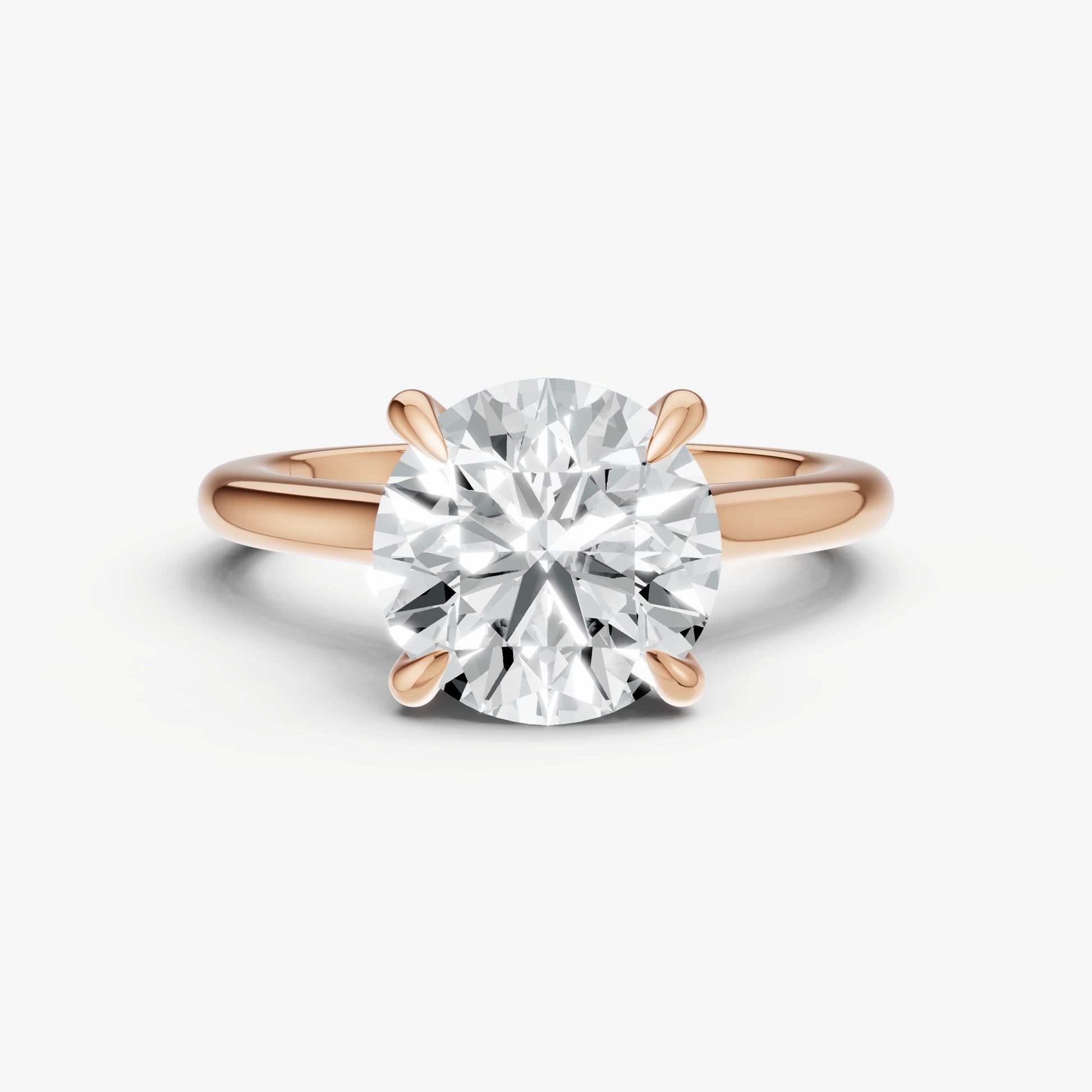 Round Cathedral Set Solitaire Engagement Ring with Hidden Halo