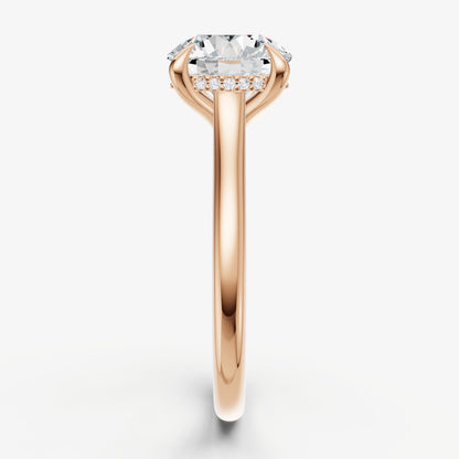 Round Cathedral Set Solitaire Engagement Ring with Hidden Halo