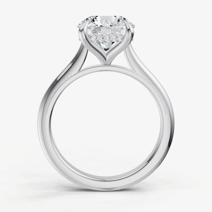 Round Cathedral Set Solitaire Engagement Ring with Hidden Halo
