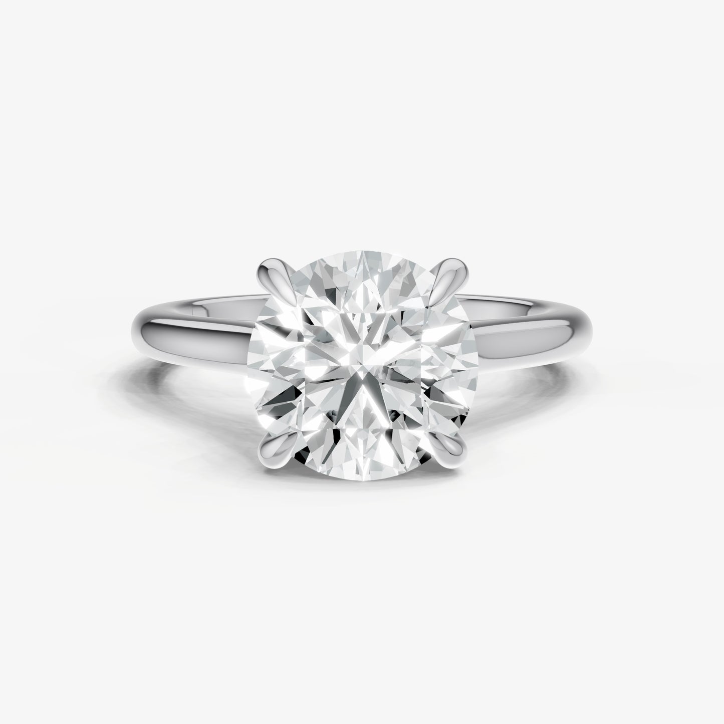 Round Cathedral Set Solitaire Engagement Ring with Hidden Halo