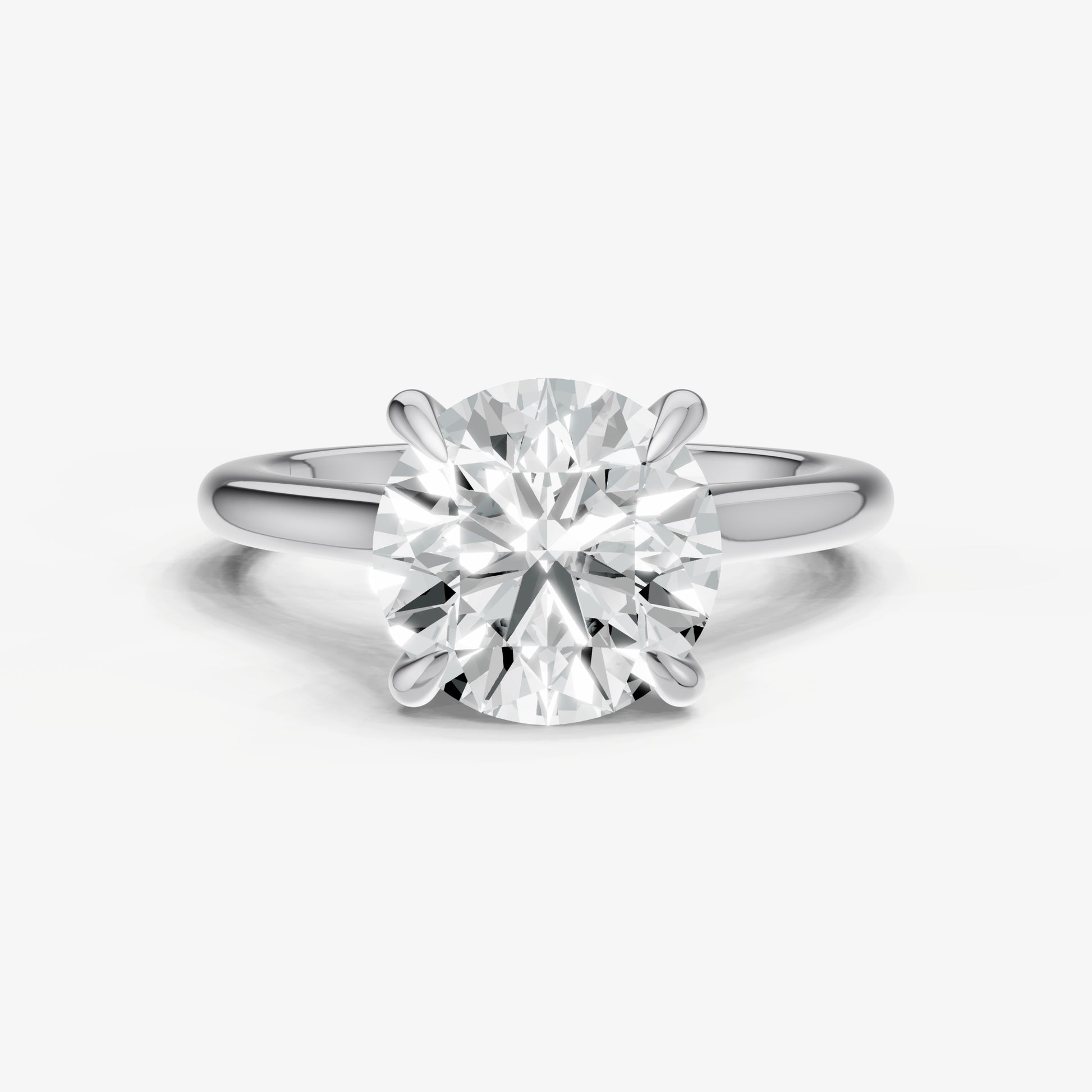Round Cathedral Set Solitaire Engagement Ring with Hidden Halo