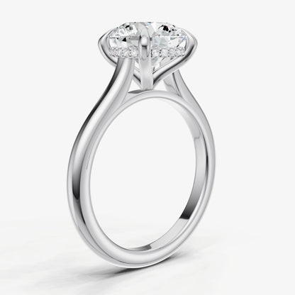 Round Cathedral Set Solitaire Engagement Ring with Hidden Halo
