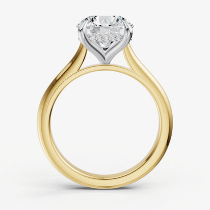 Round Cathedral Set Solitaire Engagement Ring with Hidden Halo