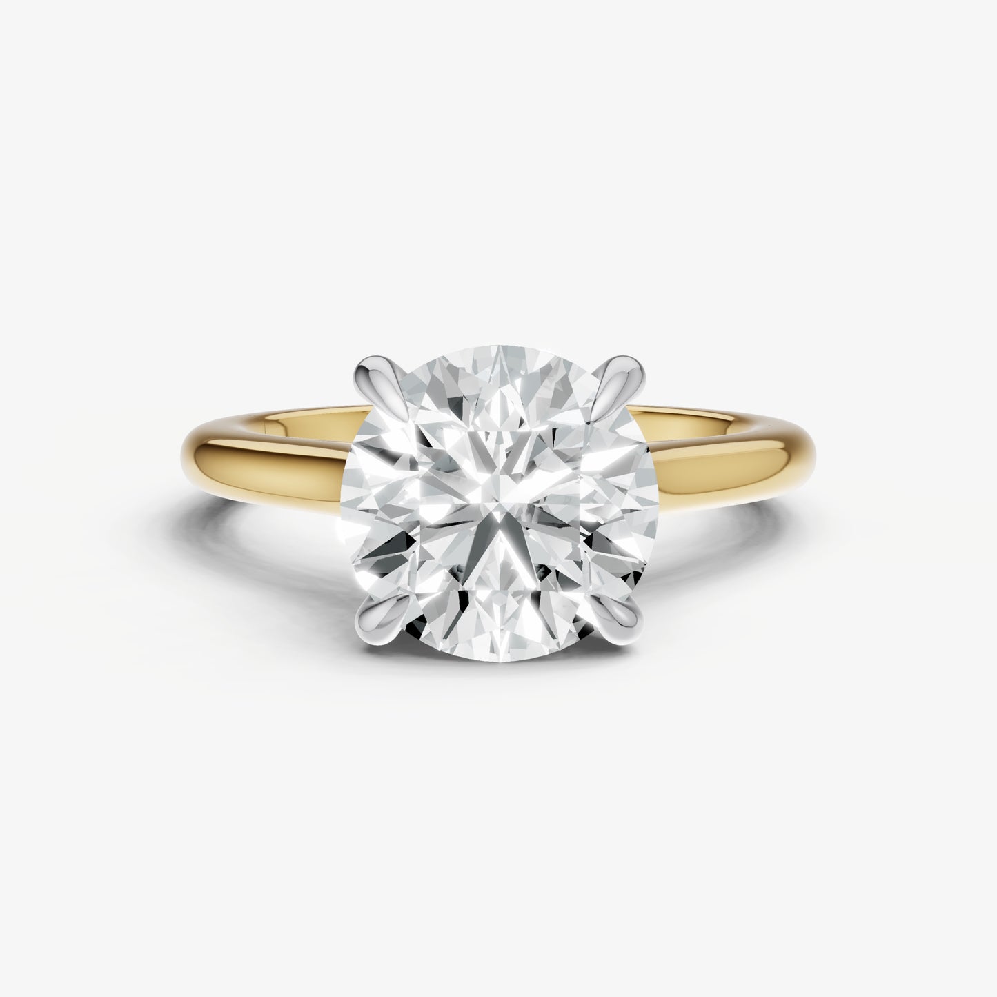 Round Cathedral Set Solitaire Engagement Ring with Hidden Halo