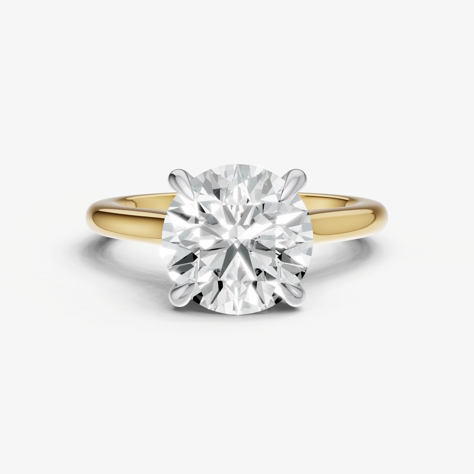 Round Cathedral Set Solitaire Engagement Ring with Hidden Halo