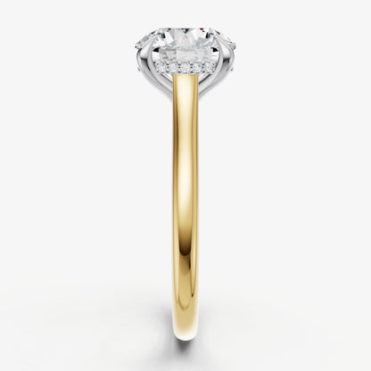 Round Cathedral Set Solitaire Engagement Ring with Hidden Halo