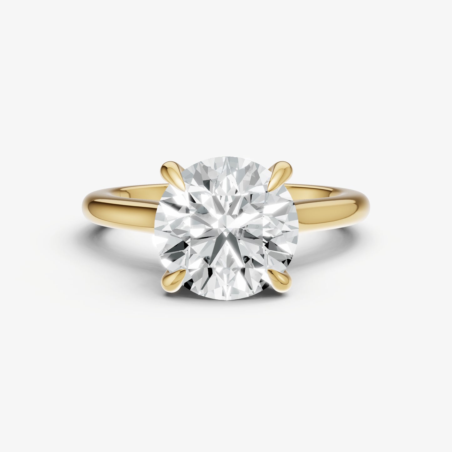Round Cathedral Set Solitaire Engagement Ring with Hidden Halo