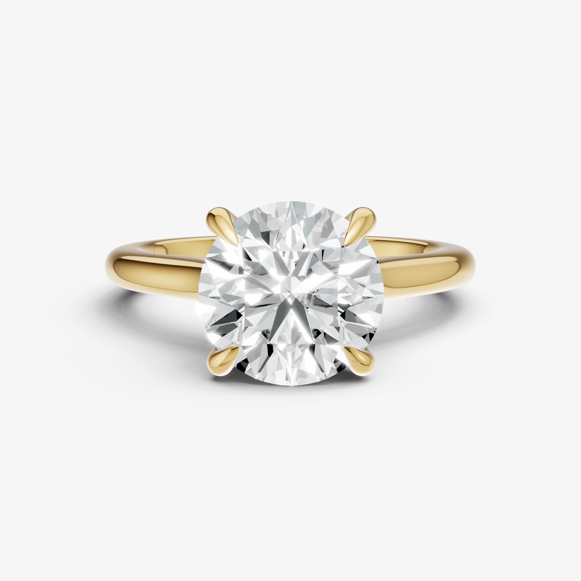 Round Cathedral Set Solitaire Engagement Ring with Hidden Halo