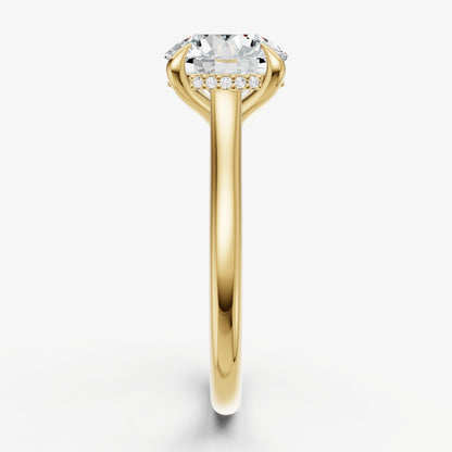 Round Cathedral Set Solitaire Engagement Ring with Hidden Halo