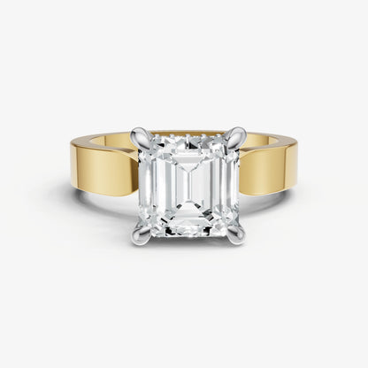Asscher Flat Profile Solitaire Engagement Ring with Hidden Halo