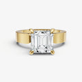Asscher Flat Profile Solitaire Engagement Ring with Hidden Halo