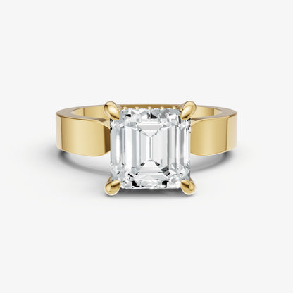 Asscher Flat Profile Solitaire Engagement Ring with Hidden Halo