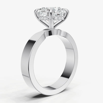 Cushion Flat Profile Solitaire Engagement Ring with Hidden Halo