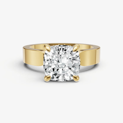 Cushion Flat Profile Solitaire Engagement Ring with Hidden Halo