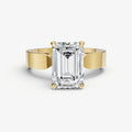 Emerald Flat Profile Solitaire Engagement Ring with Hidden Halo