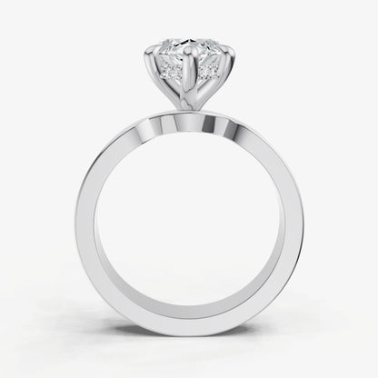 Marquise Flat Profile Solitaire Engagement Ring with Hidden Halo