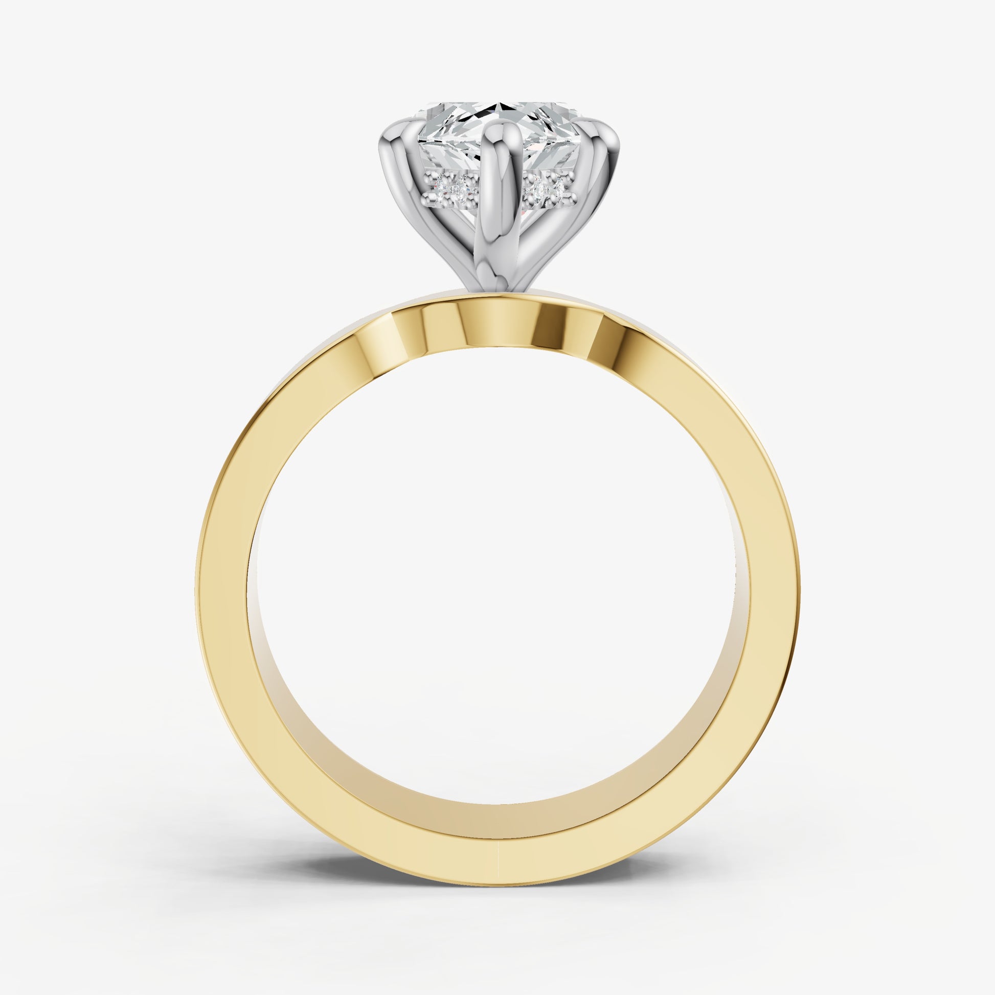 Marquise Flat Profile Solitaire Engagement Ring with Hidden Halo
