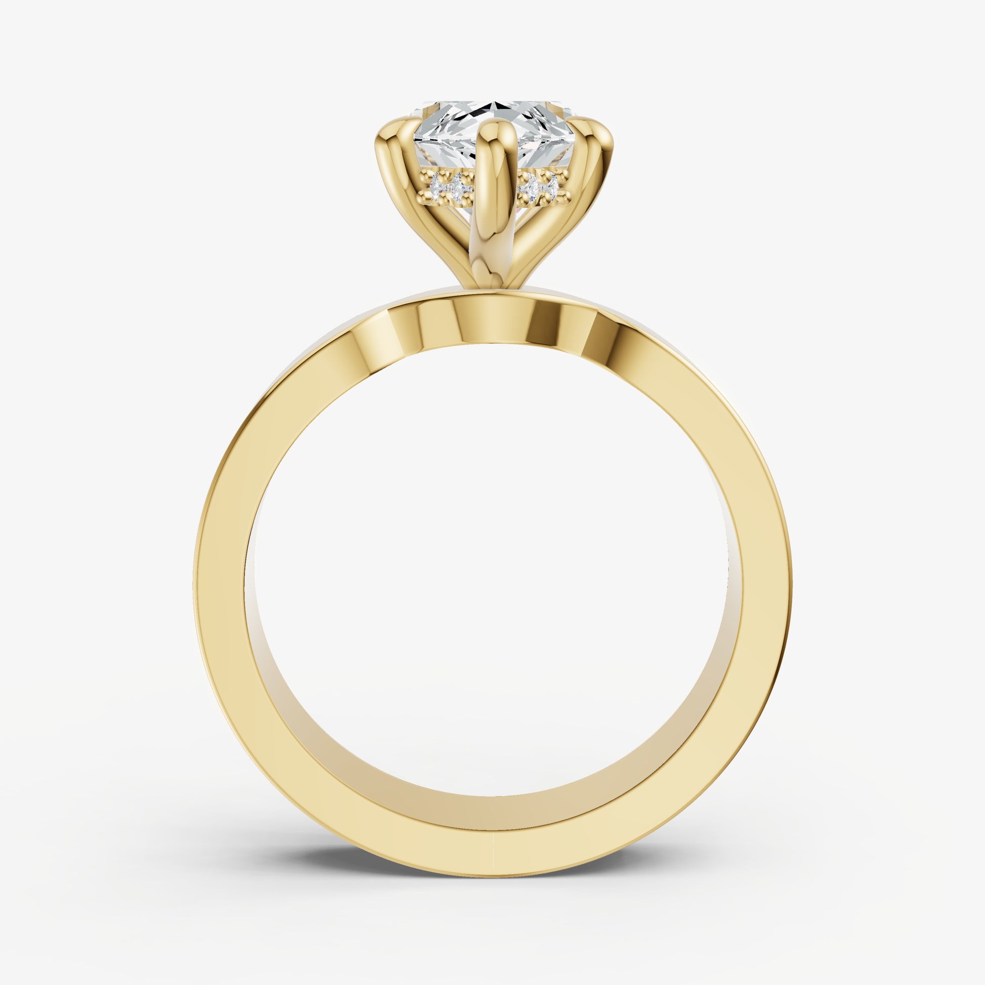 Marquise Flat Profile Solitaire Engagement Ring with Hidden Halo