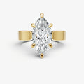 Marquise Flat Profile Solitaire Engagement Ring with Hidden Halo