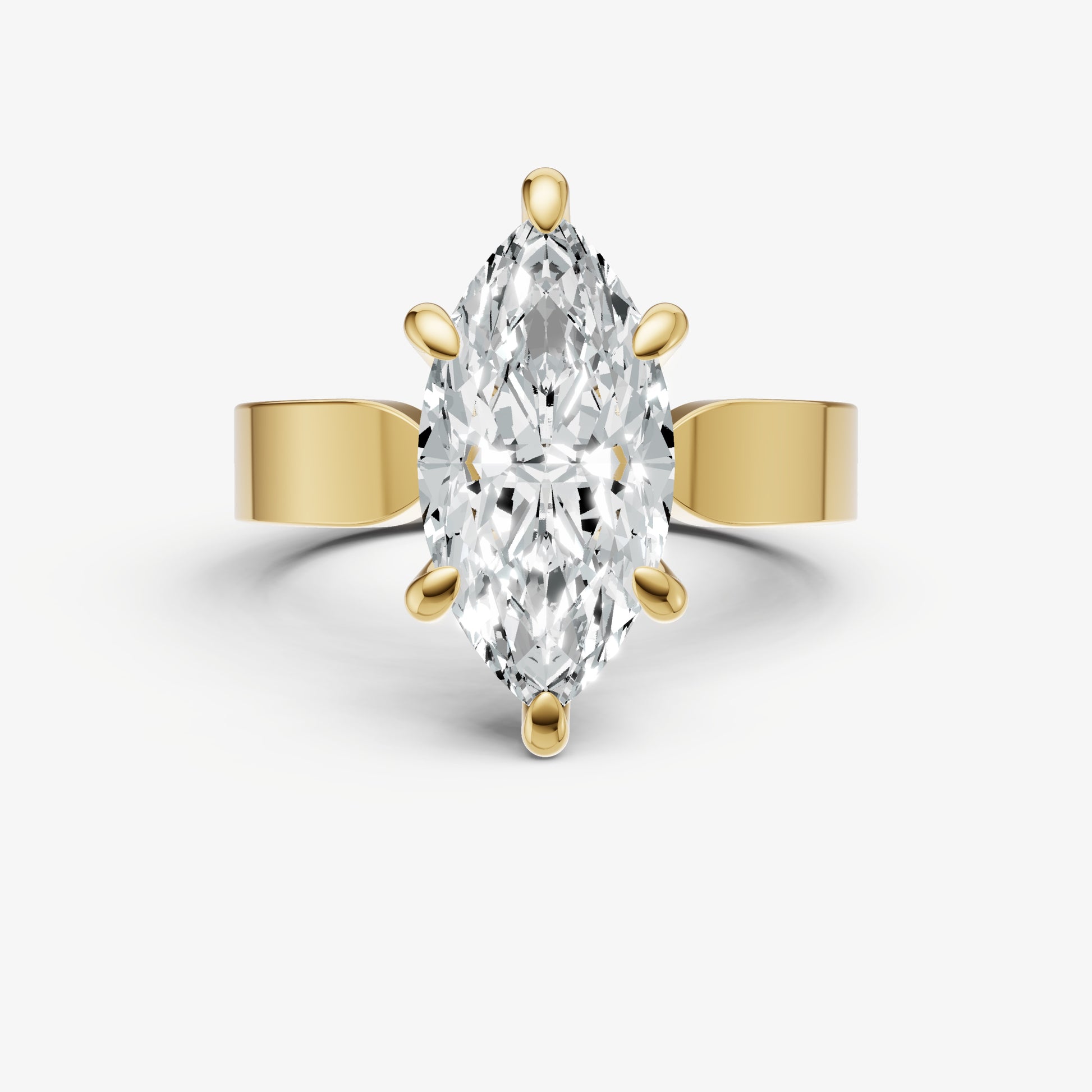 Marquise Flat Profile Solitaire Engagement Ring with Hidden Halo