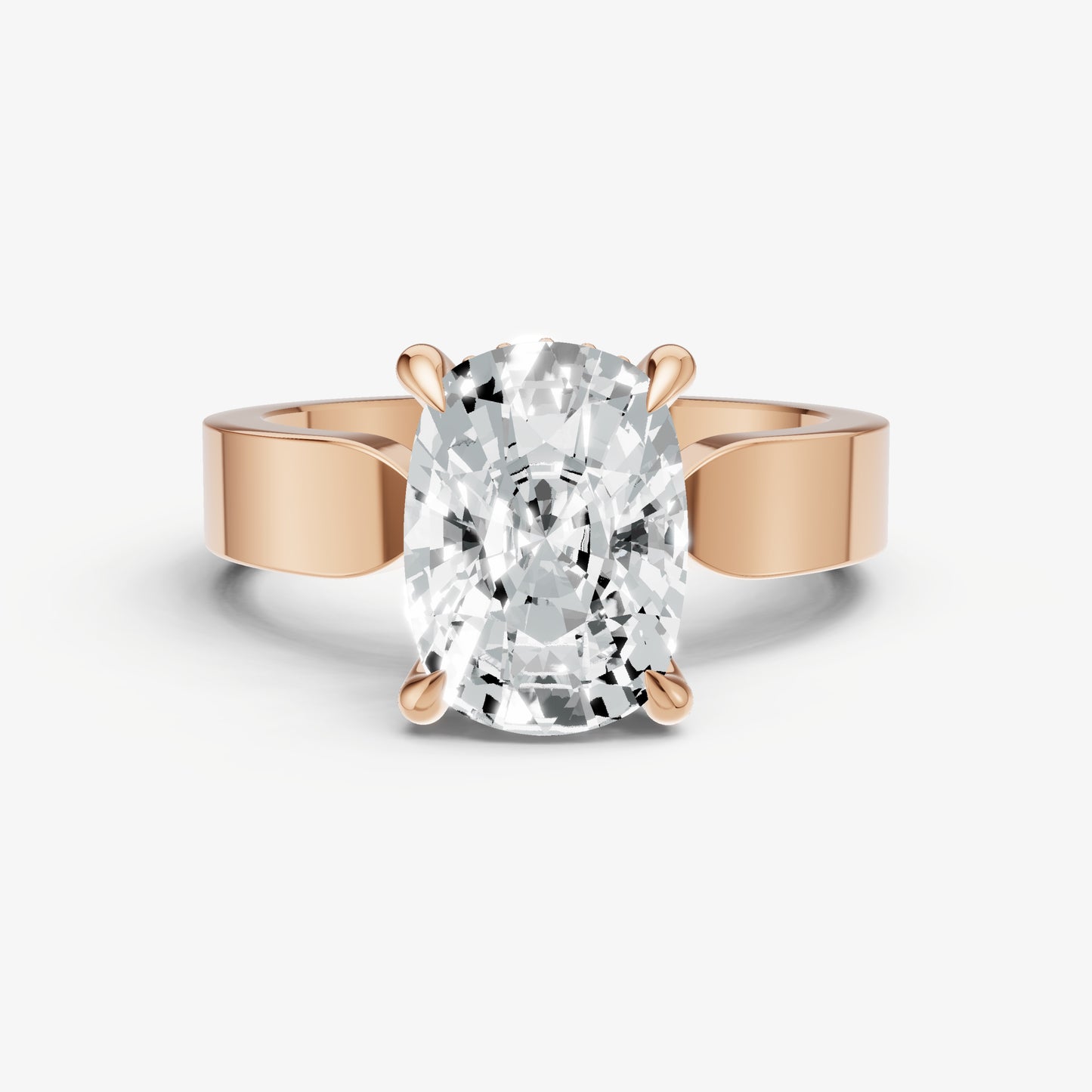Old Miner Flat Profile Solitaire Engagement Ring with Hidden Halo