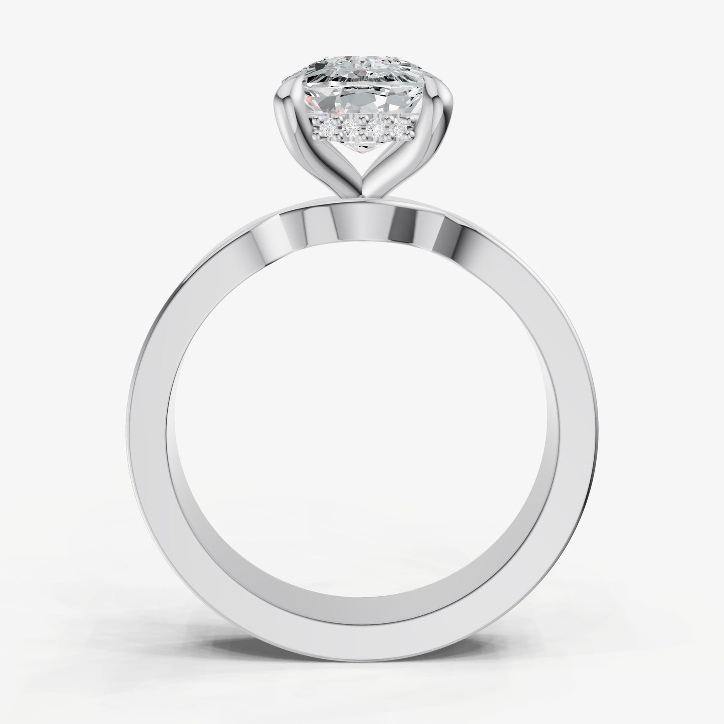 Old Miner Flat Profile Solitaire Engagement Ring with Hidden Halo