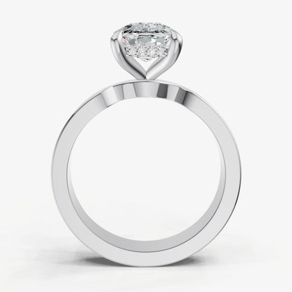 Old Miner Flat Profile Solitaire Engagement Ring with Hidden Halo