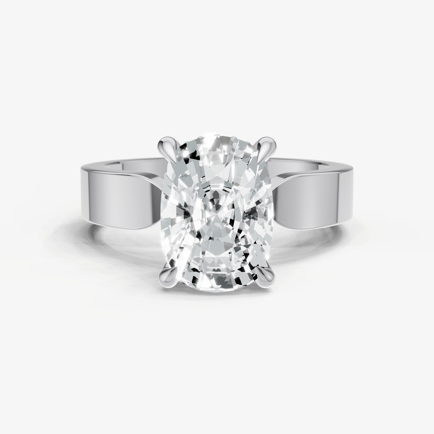 Old Miner Flat Profile Solitaire Engagement Ring with Hidden Halo
