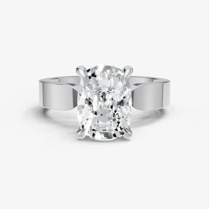 Old Miner Flat Profile Solitaire Engagement Ring with Hidden Halo