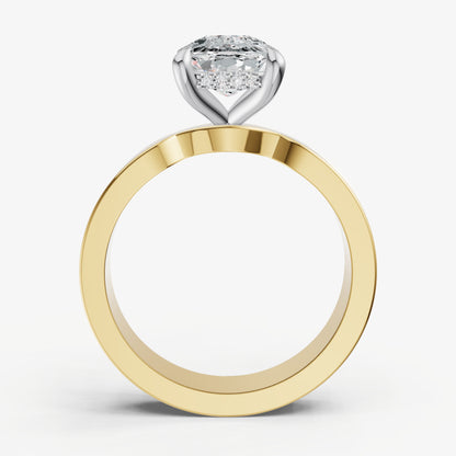 Old Miner Flat Profile Solitaire Engagement Ring with Hidden Halo