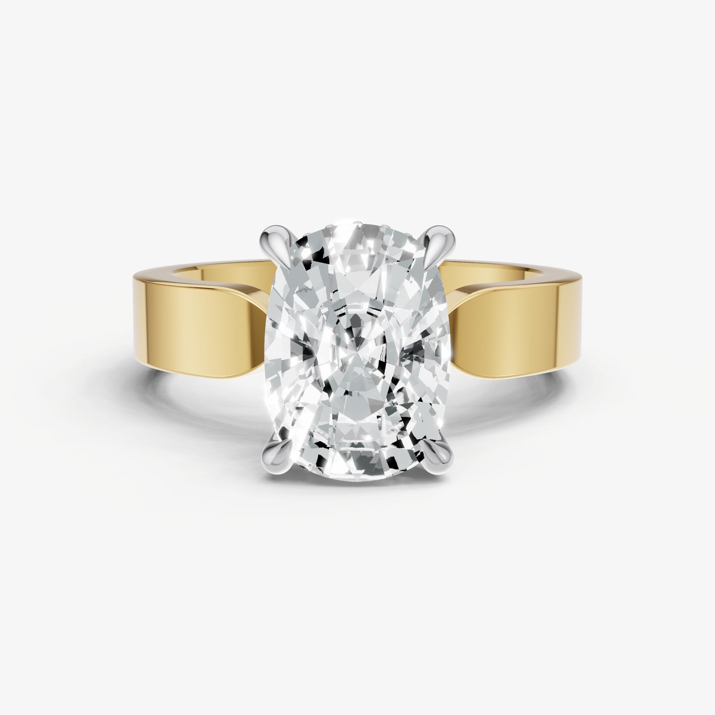 Old Miner Flat Profile Solitaire Engagement Ring with Hidden Halo