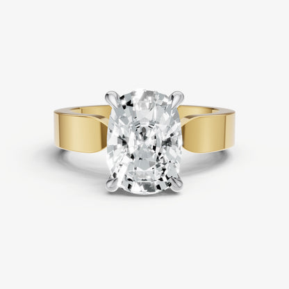 Old Miner Flat Profile Solitaire Engagement Ring with Hidden Halo