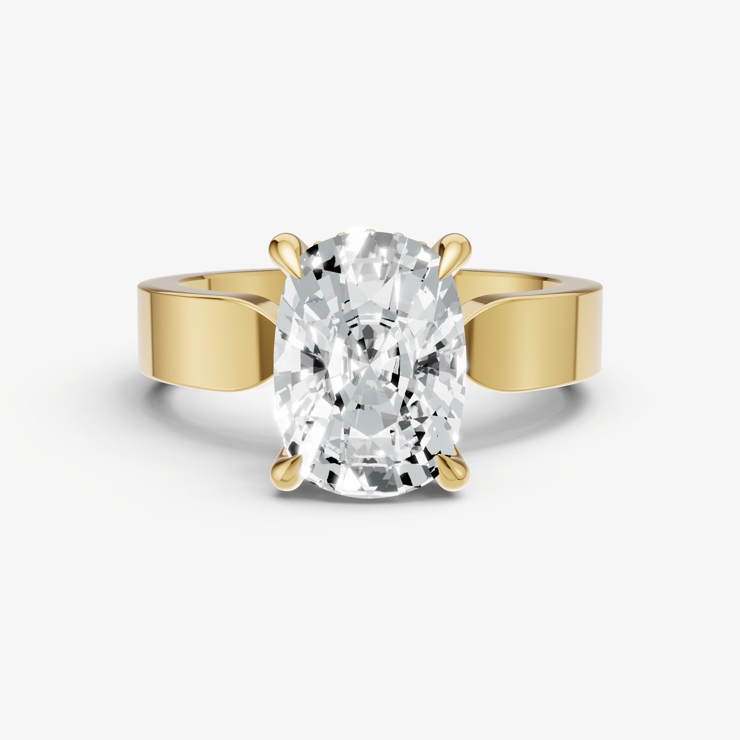 Old Miner Flat Profile Solitaire Engagement Ring with Hidden Halo