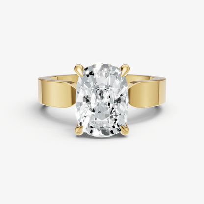 Old Miner Flat Profile Solitaire Engagement Ring with Hidden Halo