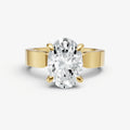 Oval Flat Profile Solitaire Engagement Ring with Hidden Halo