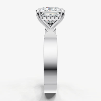 Princess Flat Profile Solitaire Engagement Ring with Hidden Halo