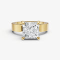 Princess Flat Profile Solitaire Engagement Ring with Hidden Halo
