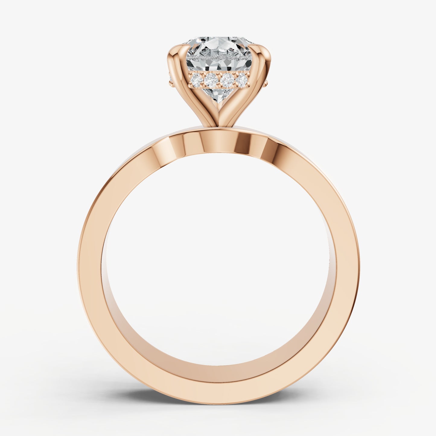 Pear Flat Profile Solitaire Engagement Ring with Hidden Halo