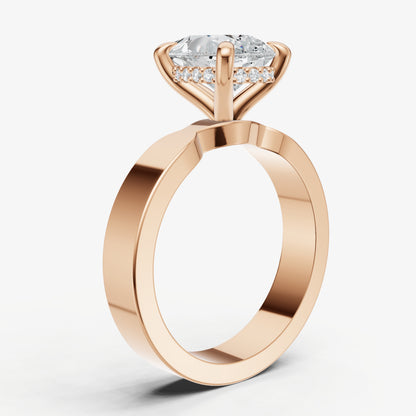 Pear Flat Profile Solitaire Engagement Ring with Hidden Halo