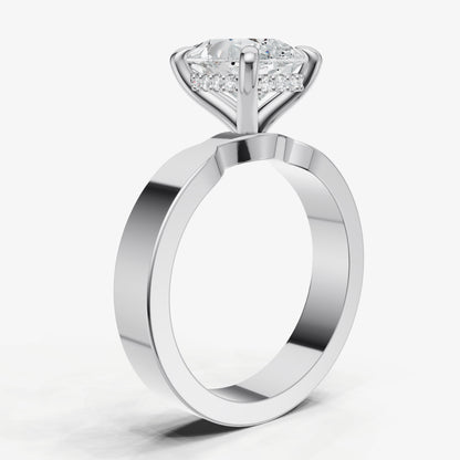 Pear Flat Profile Solitaire Engagement Ring with Hidden Halo