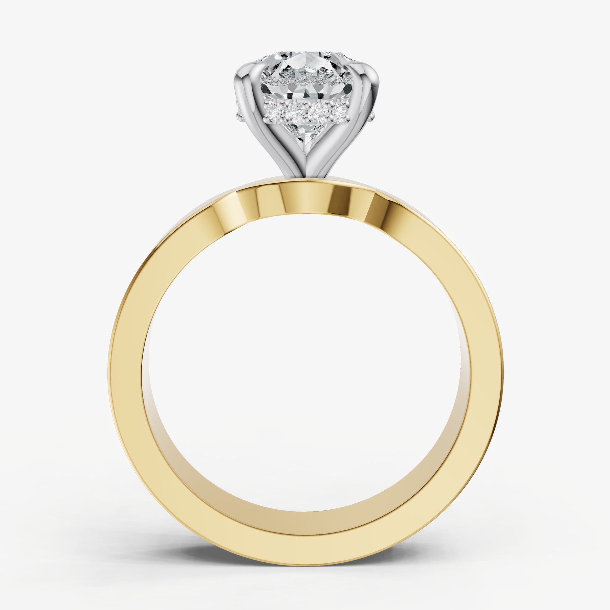 Pear Flat Profile Solitaire Engagement Ring with Hidden Halo