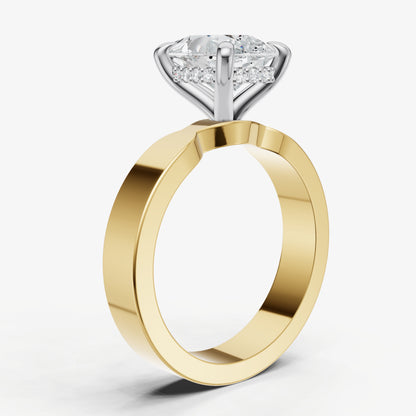 Pear Flat Profile Solitaire Engagement Ring with Hidden Halo