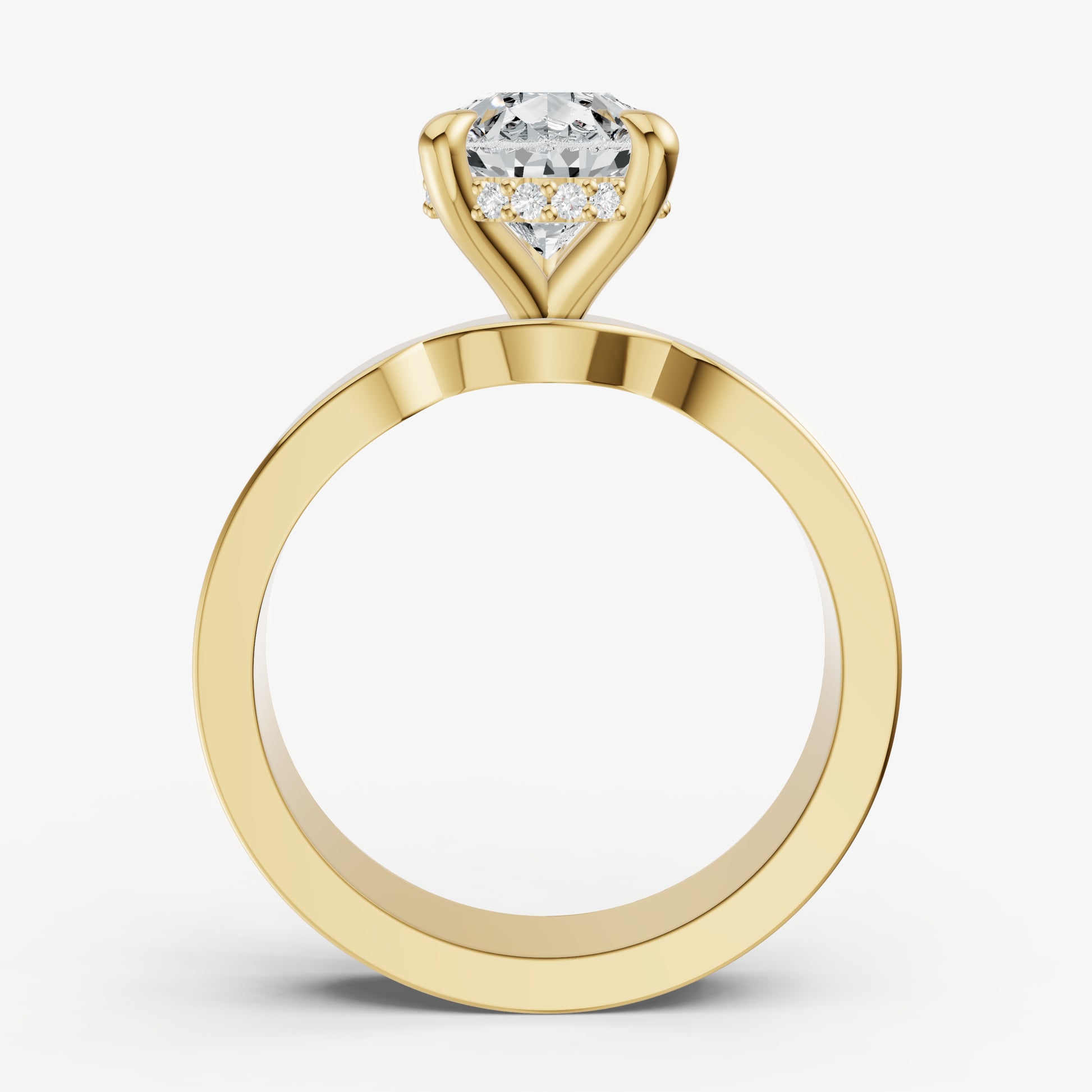 Pear Flat Profile Solitaire Engagement Ring with Hidden Halo