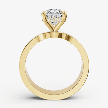 Pear Flat Profile Solitaire Engagement Ring with Hidden Halo