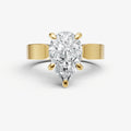 Pear Flat Profile Solitaire Engagement Ring with Hidden Halo