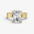 Radiant Flat Profile Solitaire Engagement Ring with Hidden Halo