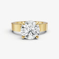 Round Flat Profile Solitaire Engagement Ring with Hidden Halo