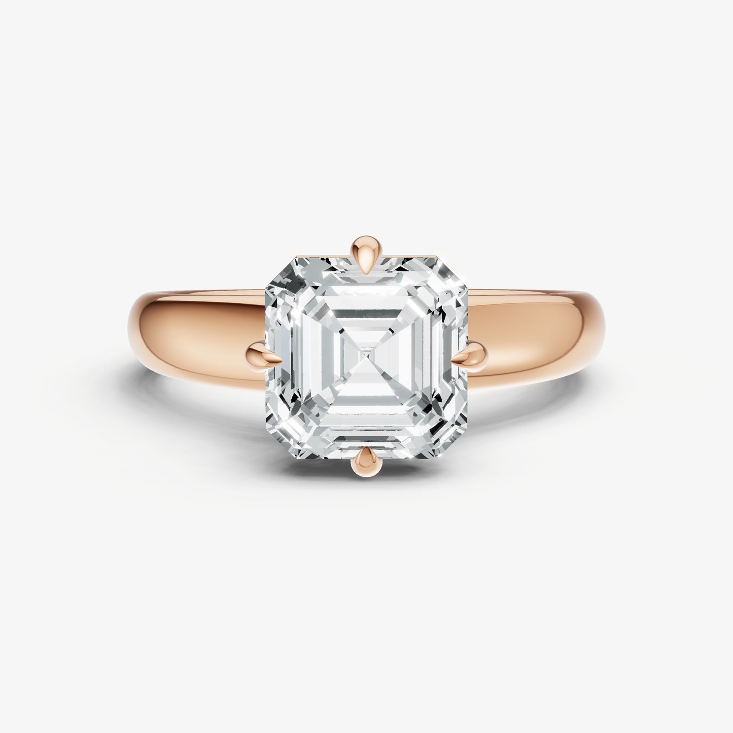 Asscher Compassss Claw Tapered Band