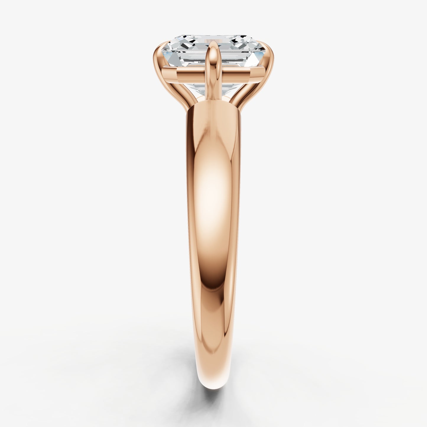 Asscher Compassss Claw Tapered Band