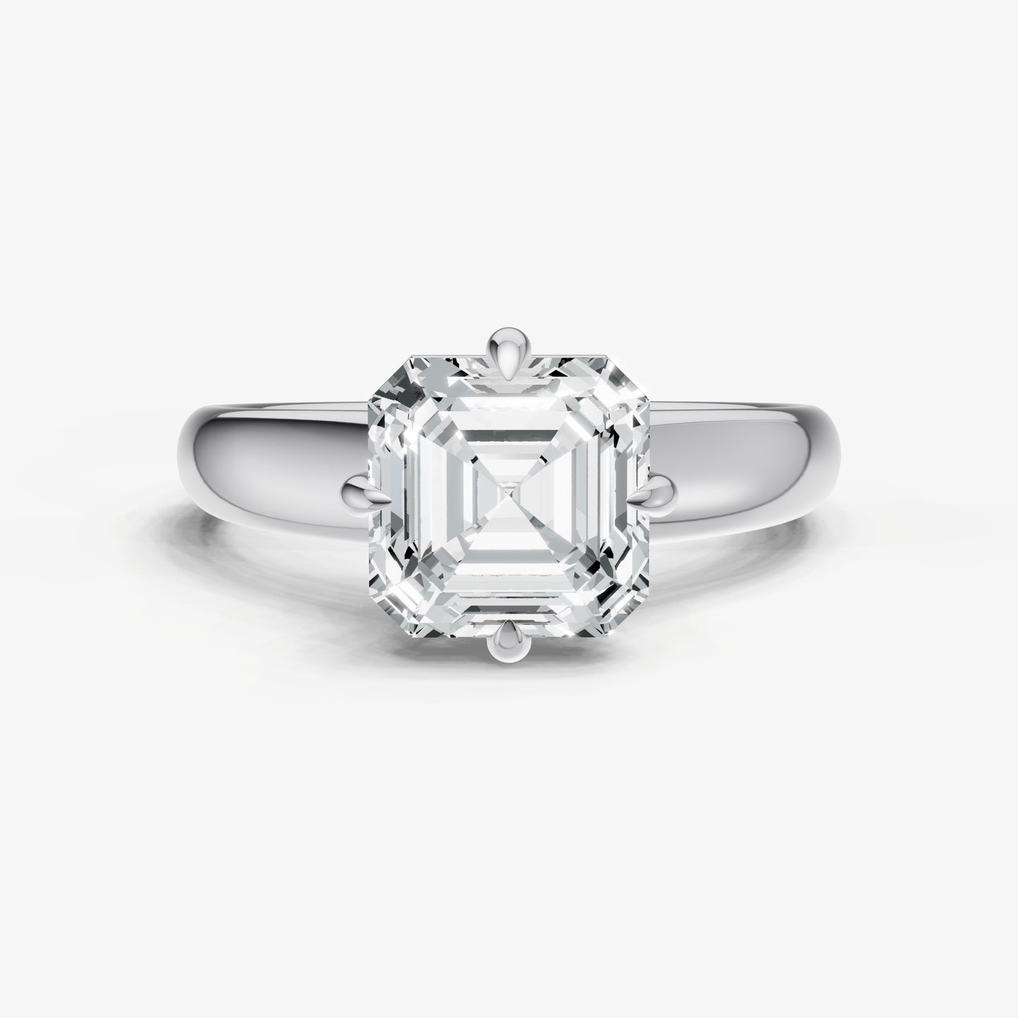 Asscher Compassss Claw Tapered Band